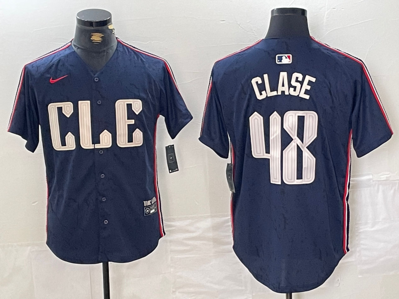 Men's Cleveland Guardians Emmanuel Clase #48 Navy 2024 City Connect Limited Jersey1