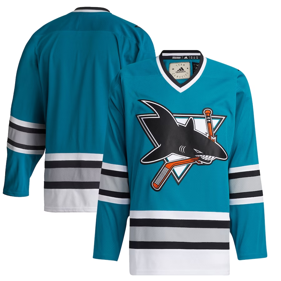 Men's San Jose Sharks Teal 30th Anniversary Premier Breakaway Team Blank Jersey1