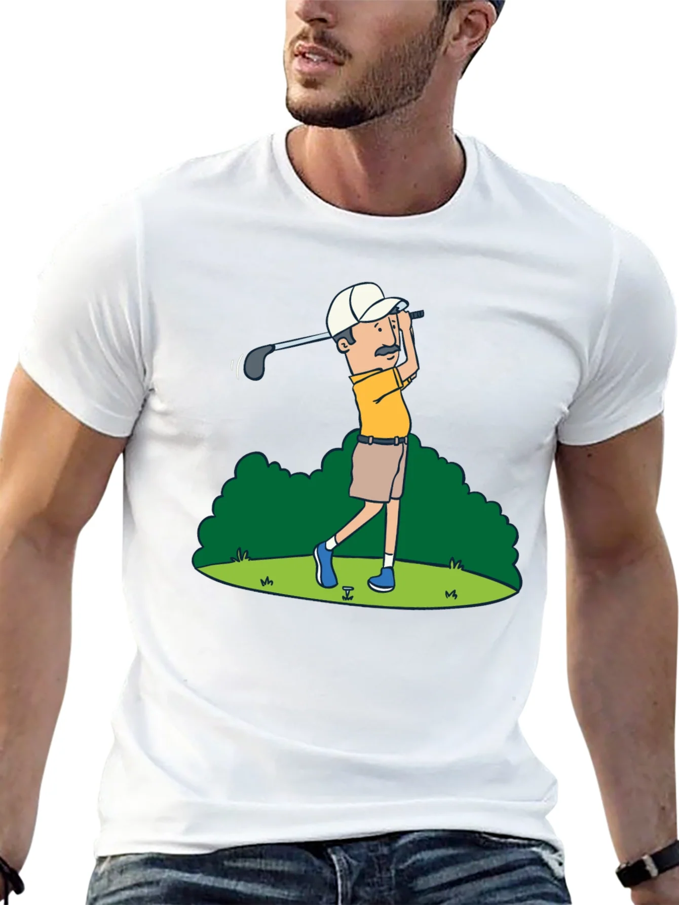 Golfer Cartoon Graphic Tee - Classic Design