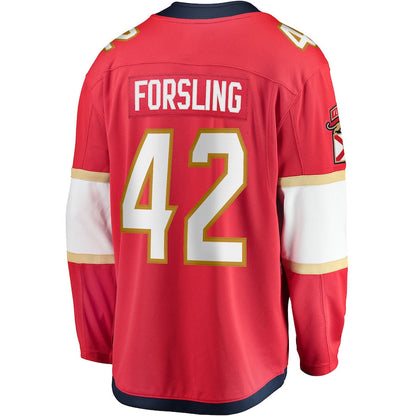 Gustav Forsling Florida Panthers   Home Breakaway  Jersey - Red