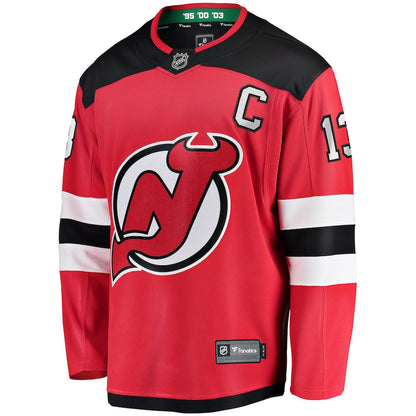 Nico Hischier New Jersey Devils   Captain Patch Home Breakaway Jersey - Red