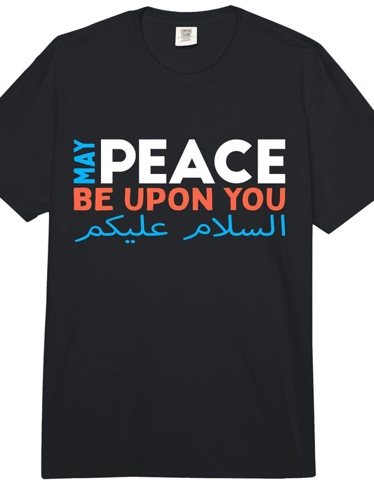May Peace Be Upon You Arabic Muslim Ramadan Comfort Colors Adult Heavyweight T-Shirt Ramadan 180gsm Cotton Round Neck Short Sleeve Men Casual T-Shirt