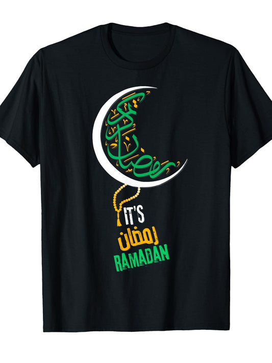 Ramadan Mubarak Kareem, Arabic Fasting Women Men Kids T-Shirt Ramadan 180gsm Cotton Round Neck Short Sleeve Men Casual T-Shirt