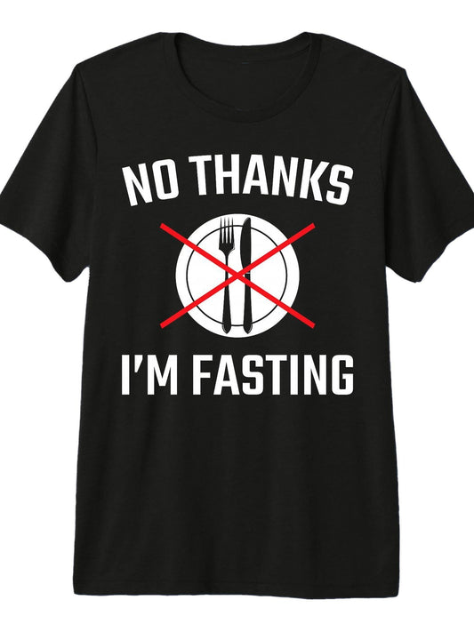 No Thanks I'm Fasting Ramadan Islamic Muslim Premium Tri-Blend T-Shirt Ramadan 180gsm Cotton Round Neck Short Sleeve Men Casual T-Shirt
