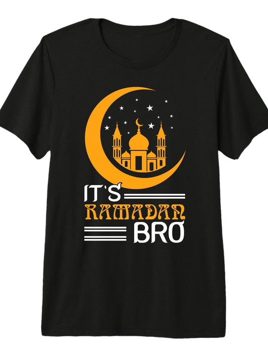 It's Ramadan Bro Muslim Mubarak Eid Kareem Ramadan Kareem Premium Tri-Blend T-Shirt Ramadan 180gsm Cotton Round Neck Short Sleeve Men Casual T-Shirt