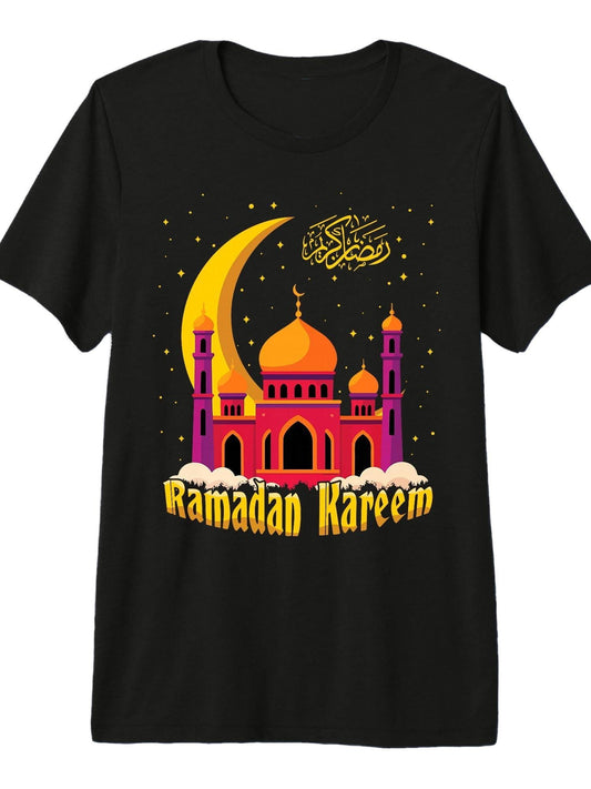Eid Mubarak Ramadan Kareem Fasting Islamic Kid Muslim Premium Tri-Blend T-Shirt Ramadan 180gsm Cotton Round Neck Short Sleeve Men Casual T-Shirt