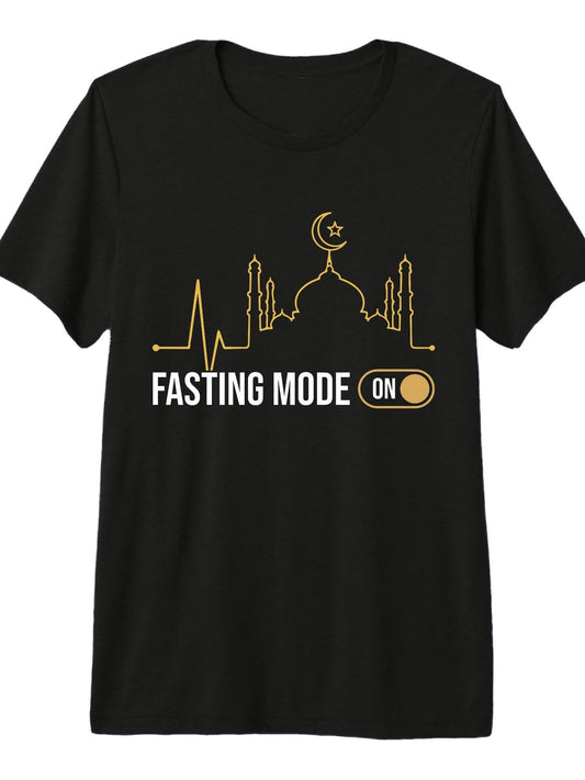 Fasting Mode On Ramadan Kareem Fasting Islamic Muslim Premium Tri-Blend T-Shirt Ramadan 180gsm Cotton Round Neck Short Sleeve Men Casual T-Shirt