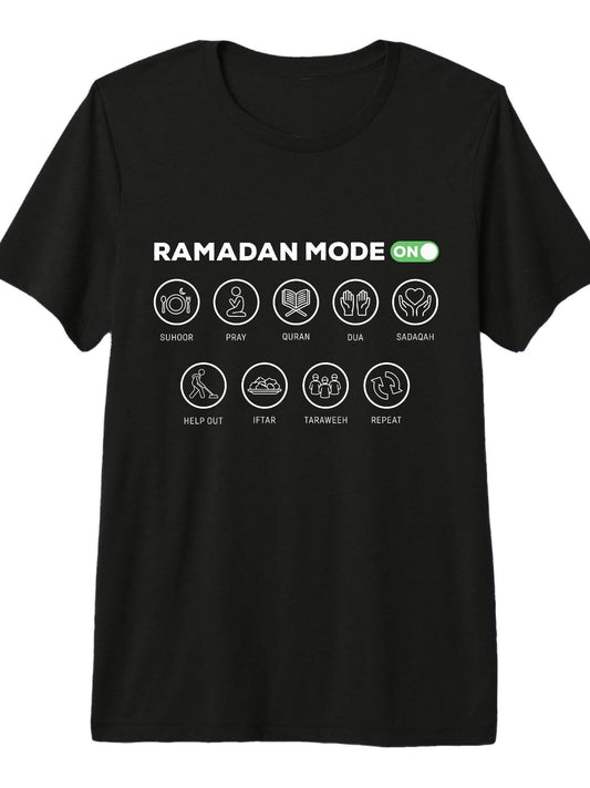 Ramadan Mode On Islamic Fasting Mode On Eid Al Fitr Premium Tri-Blend T-Shirt Ramadan 180gsm Cotton Round Neck Short Sleeve Men Casual T-Shirt