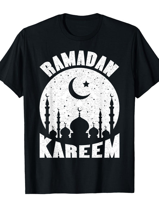 Ramadan Kareem Islamic Arabic Happy Ramadan Muslim T-Shirt Ramadan 180gsm Cotton Round Neck Short Sleeve Men Casual T-Shirt