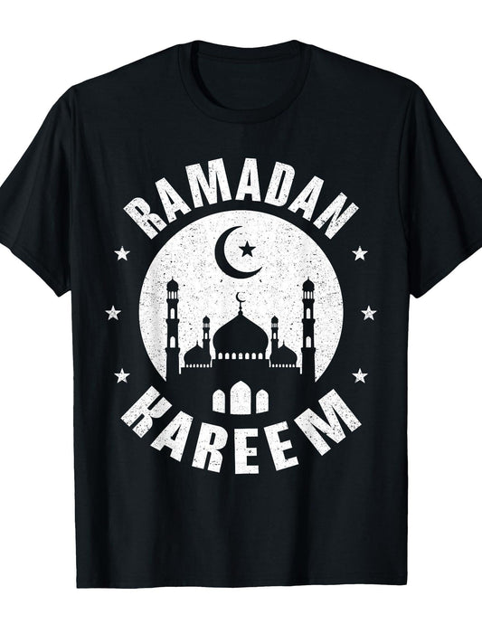 Ramadan Kareem Islamic Muslim Happy Ramadan Allah T-Shirt Ramadan 180gsm Cotton Round Neck Short Sleeve Men Casual T-Shirt