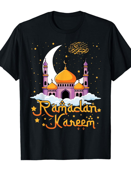 Ramadan Kareem Happy Ramadan Muslim Islamic Kid T-Shirt Ramadan 180gsm Cotton Round Neck Short Sleeve Men Casual T-Shirt