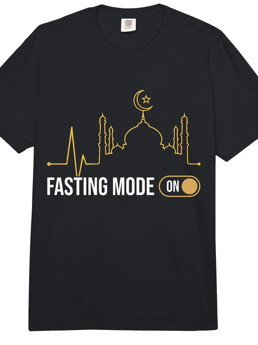 Fasting Mode On Ramadan Kareem Fasting Islamic Muslim Comfort Colors Adult Heavyweight T-Shirt Ramadan 180gsm Cotton Round Neck Short Sleeve Men Casual T-Shirt