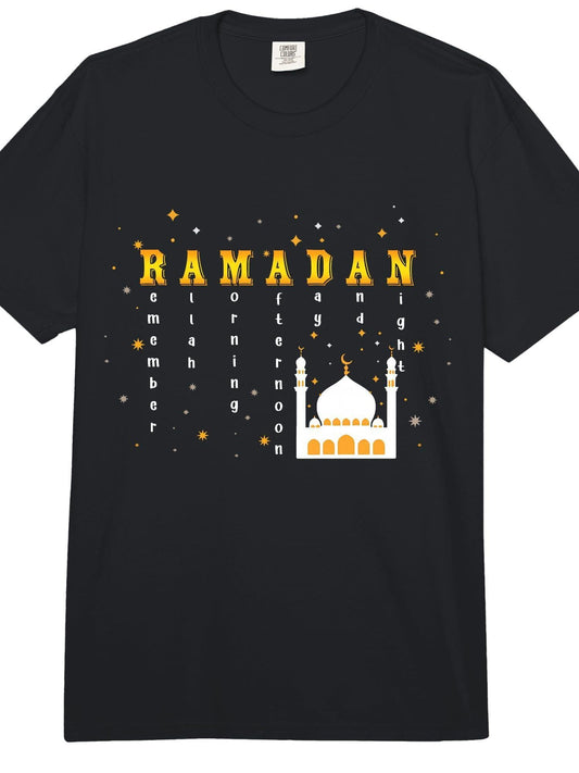 Remember Allah Ramadan Mubarak Kareem Comfort Colors Adult Heavyweight T-Shirt Ramadan 180gsm Cotton Round Neck Short Sleeve Men Casual T-Shirt