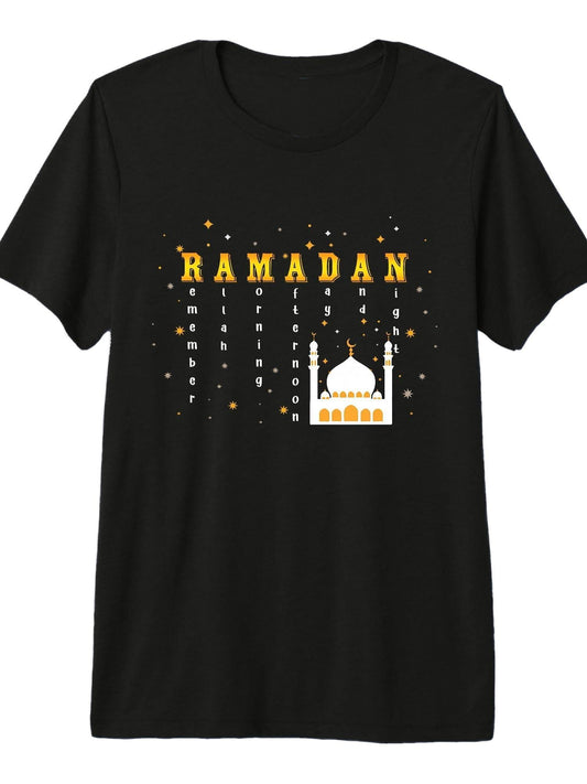 Remember Allah Ramadan Mubarak Kareem Premium Tri-Blend T-Shirt Ramadan 180gsm Cotton Round Neck Short Sleeve Men Casual T-Shirt