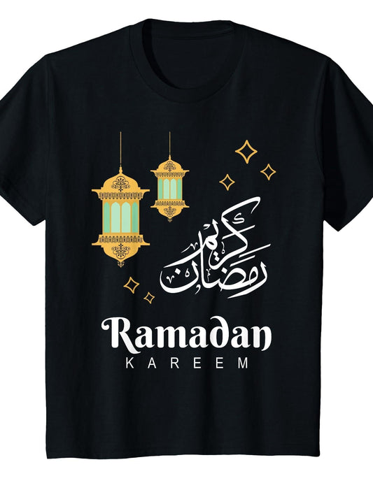 Ramadan Mubarak Cool Islamic Fasting Outfit For Boys Girls T-Shirt Ramadan 180gsm Cotton Round Neck Short Sleeve Men Casual T-Shirt