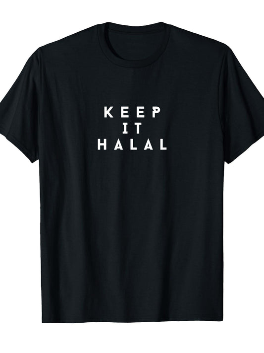 Keep It Halal Ramadan Kareem Muslim Islam Fasting Funny 2024 T-Shirt Ramadan 180gsm Cotton Round Neck Short Sleeve Men Casual T-Shirt