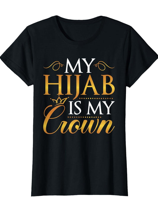 My Hijab Is My Crown - Ramadan Muslim Women Girls Islamic T-Shirt Ramadan 180gsm Cotton Round Neck Short Sleeve Men Casual T-Shirt