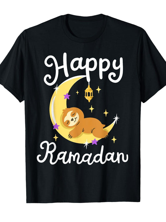 Happy Ramadan Islam Religion Muslim Eid Gift Shop Cute Ramadan Mubarak Ramadan Kareem Eid Mubarak for Kids Unisex-Kids Bla... Ramadan 180gsm Cotton Round Neck Short Sleeve Men Casual T-Shirt