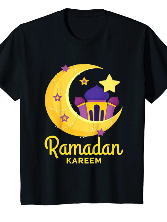 Kids Kids Ramadan Kareem Tshirt for Kids Youth Ramadan Month T-Shirt Ramadan 180gsm Cotton Round Neck Short Sleeve Men Casual T-Shirt