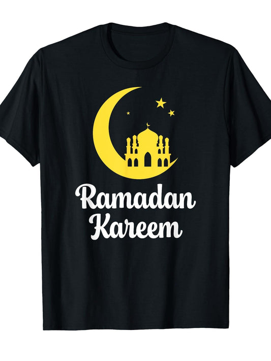 Ramadan Kareem T-Shirt Ramadan 180gsm Cotton Round Neck Short Sleeve Men Casual T-Shirt