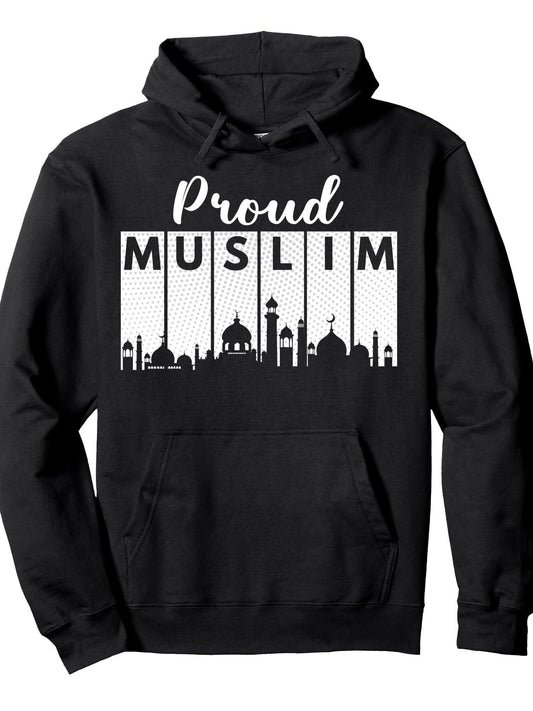Islam Proud Muslim Ramadan Mosque Hoodie Pullover Hoodie Ramadan Black 250gsm Cotton Long Sleeve Men Casual Hoodie