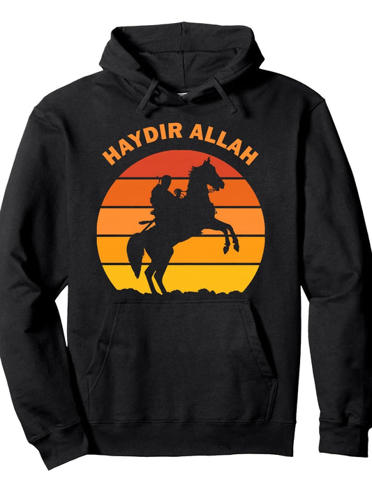 Haydir Allah Resurrection Dirilis Ertugrul Kurulus Osman Bey Pullover Hoodie Ramadan Black 250gsm Cotton Long Sleeve Men Casual Hoodie