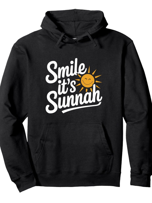 Smile It's Sunnah Meme As One Of Smile Is Sunnah Quotes Pullover Hoodie Ramadan Black 250gsm Cotton Long Sleeve Men Casual Hoodie