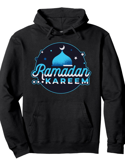 Ramadan Kareem Happy Ramadan Muslims Holy Month Fasting 2024 Pullover Hoodie Ramadan Black 250gsm Cotton Long Sleeve Men Casual Hoodie