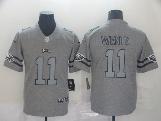 Men's Philadelphia Eagles Carson Wentz #11 Gray Team Game Jersey1