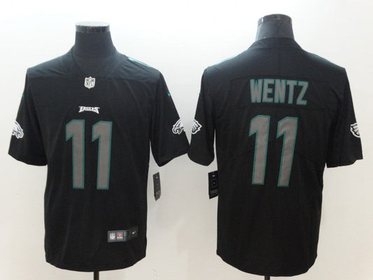 Men's Philadelphia Eagles #11 Carson Wentz Black Team Game Jersey1
