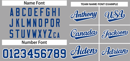 Custom Gray Royal-White Classic Style Authentic Two-Button Softball Jersey