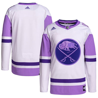 Buffalo Sabres   Hockey Fights Cancer Primegreen   Blank Practice Jersey - White/Purple