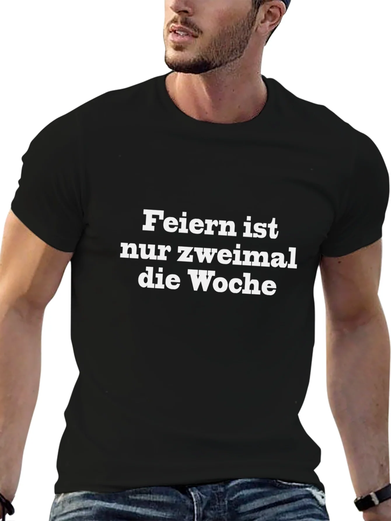 Feiern Ist Nur Zweimal T-Shirt - Black Crew Neck