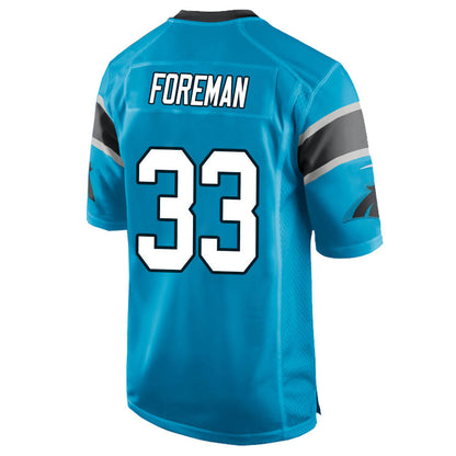 C.Panthers #33 D'Onta Foreman Blue Stitched Player Game Football Jerseys