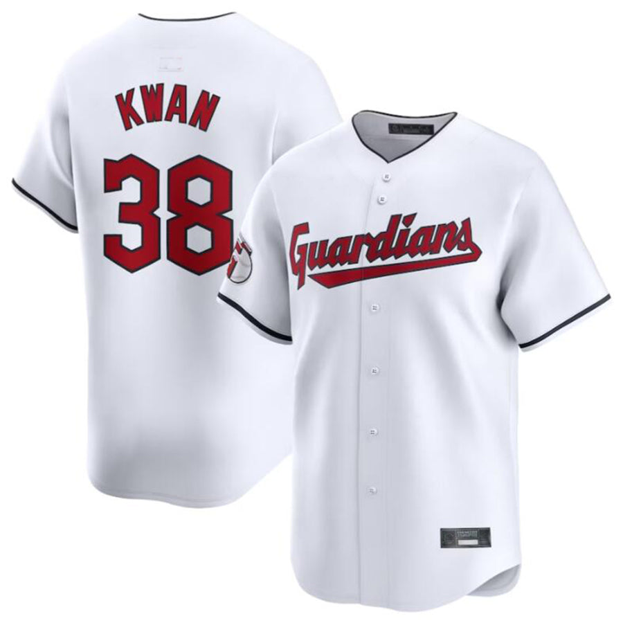#38 Steven Kwan Player C.Guardians White Home Limited Game Baseball Jerseys