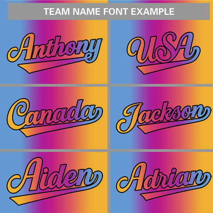 Custom Light Blue Purple-Pink-Yellow Gradient Fashion Authentic Baseball Jersey