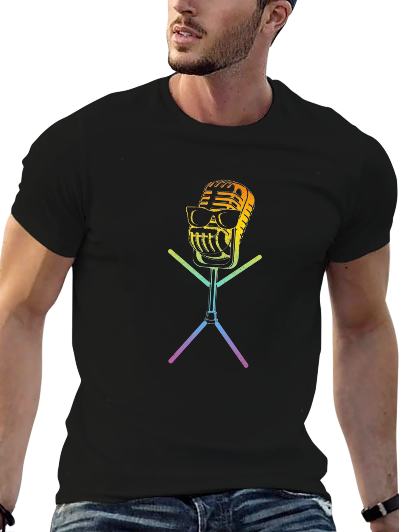 Cool Retro Microphone Graphic T-Shirt