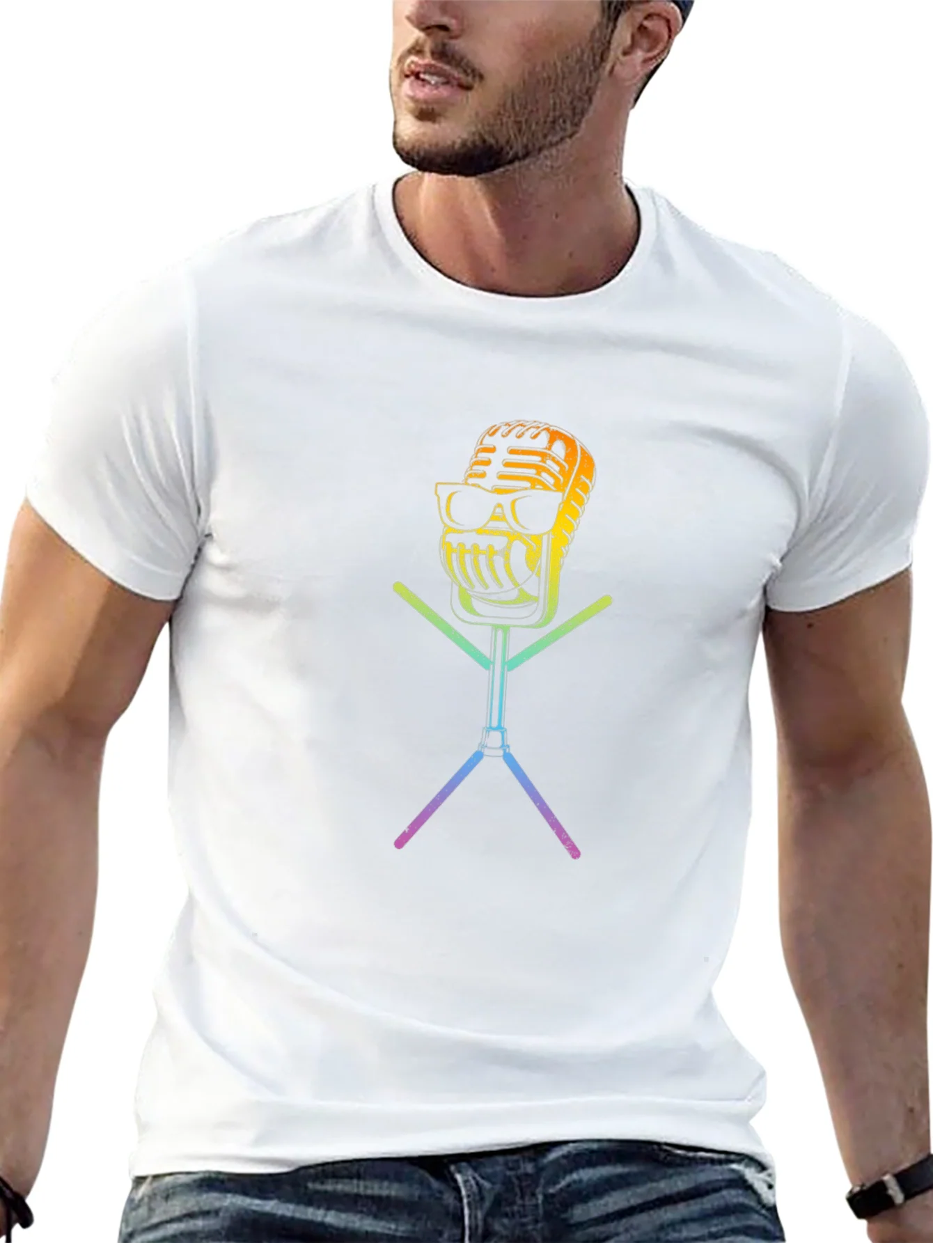 Cool Retro Microphone Graphic T-Shirt