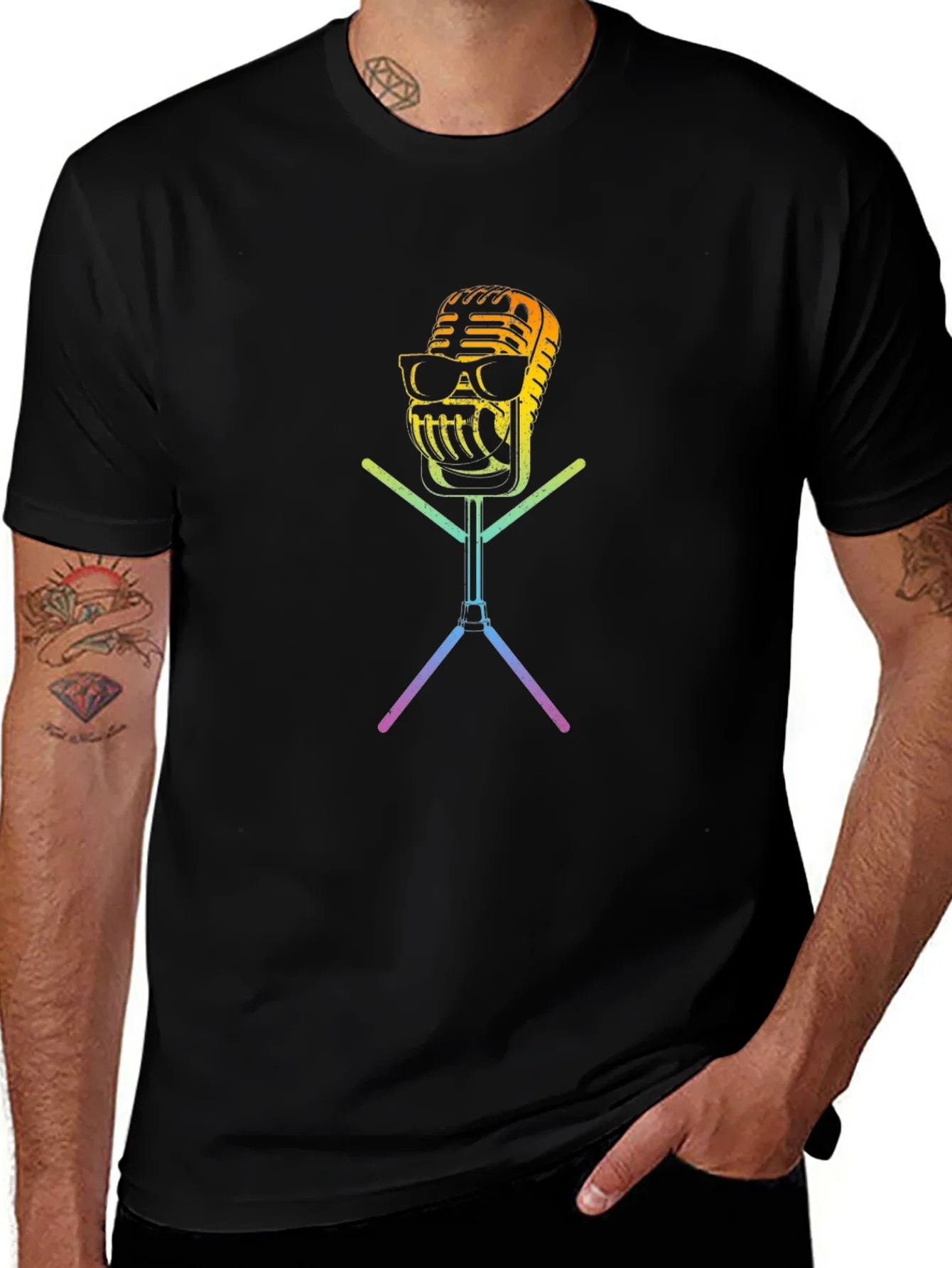 Cool Retro Microphone Graphic T-Shirt