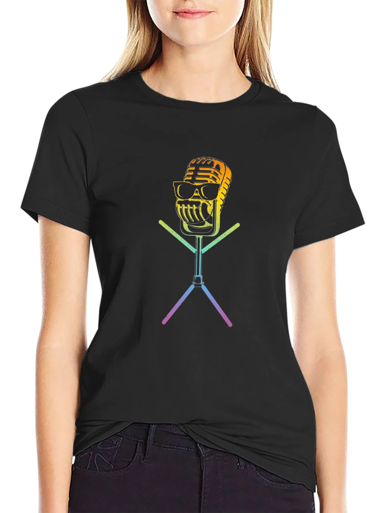 Cool Retro Microphone Graphic T-Shirt