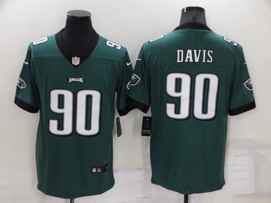 Men's Philadelphia Eagles Jordan Davis #90 Midnight Green Game Jersey1