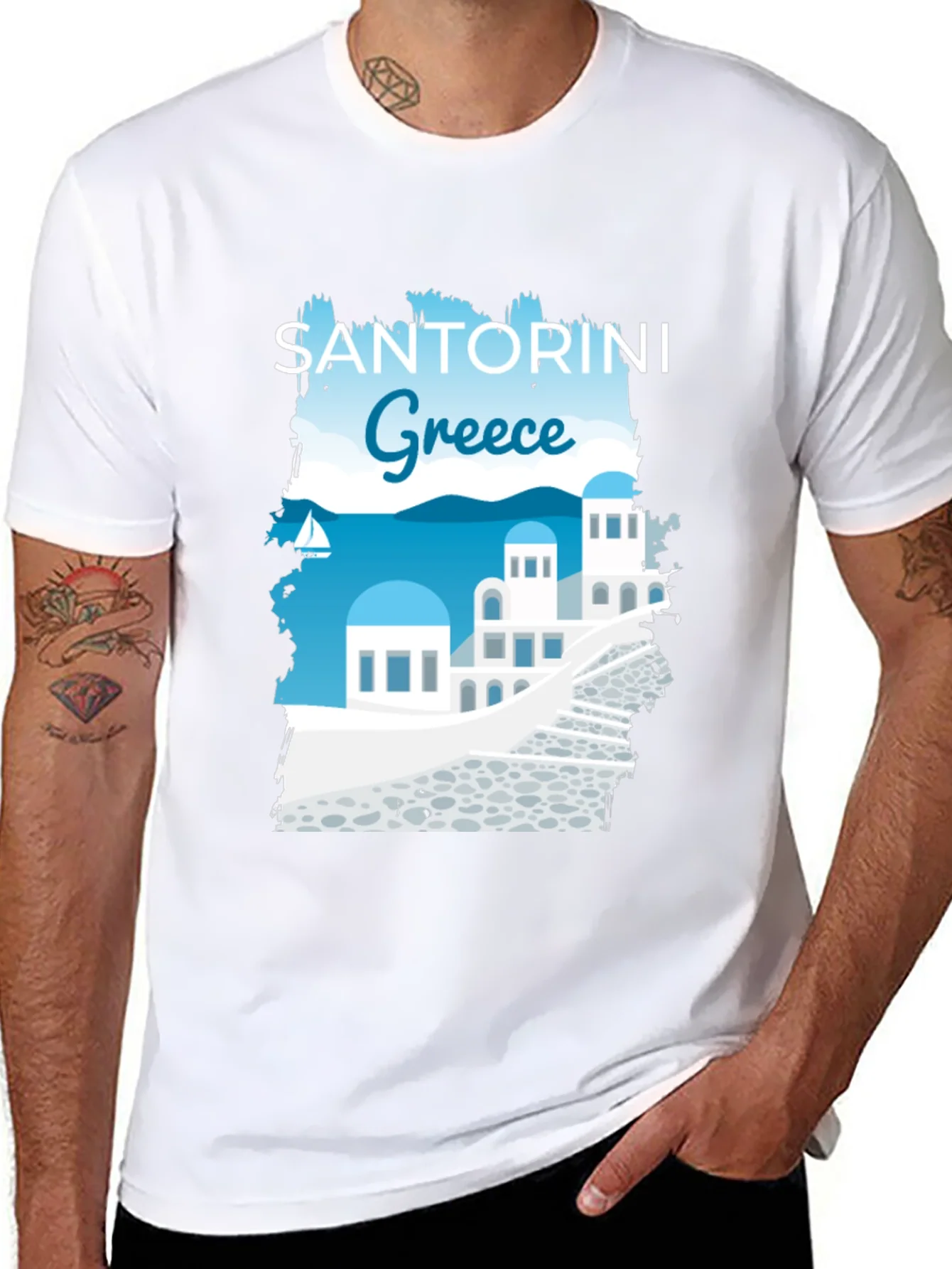Santorini Greece Graphic T-Shirt