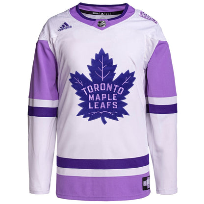 Toronto Maple Leafs   Hockey Fights Cancer Primegreen   Blank Practice Jersey - White/Purple