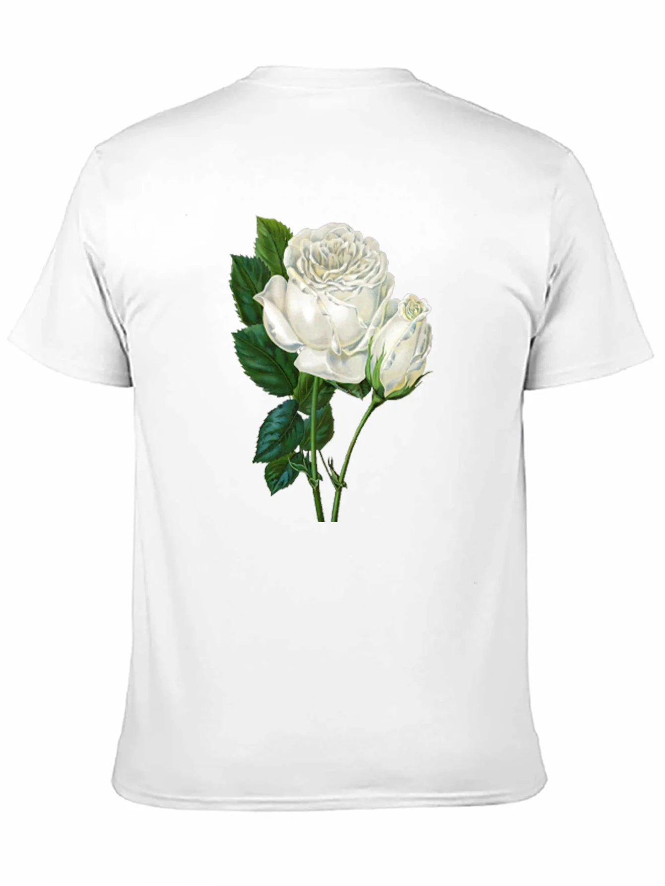 Elegant White Rose Graphic T-Shirt