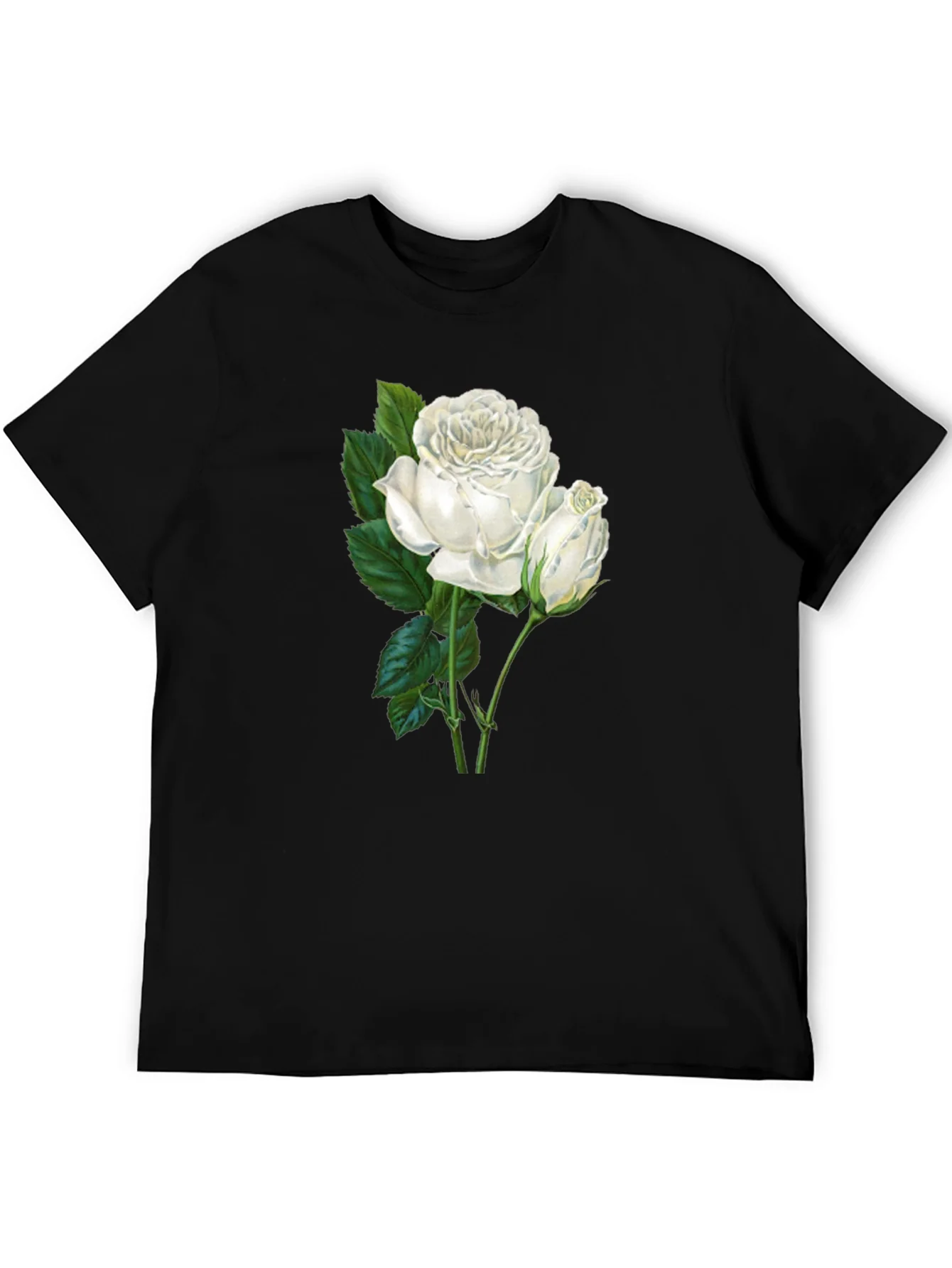 Elegant White Rose Graphic T-Shirt