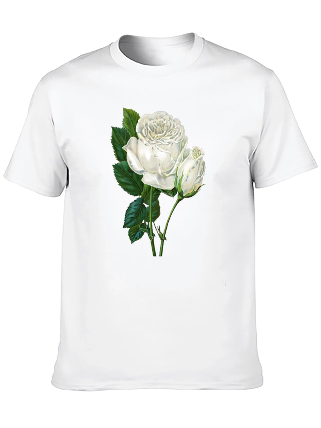 Elegant White Rose Graphic T-Shirt
