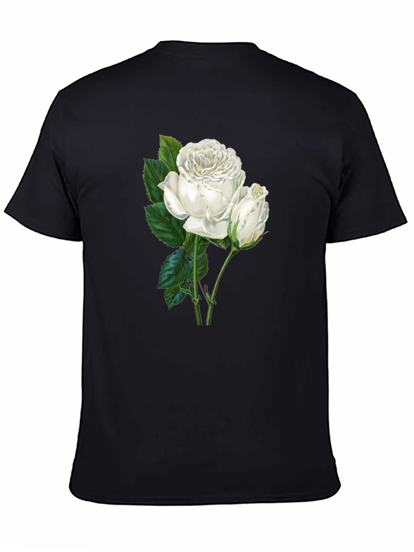 Elegant White Rose Graphic T-Shirt