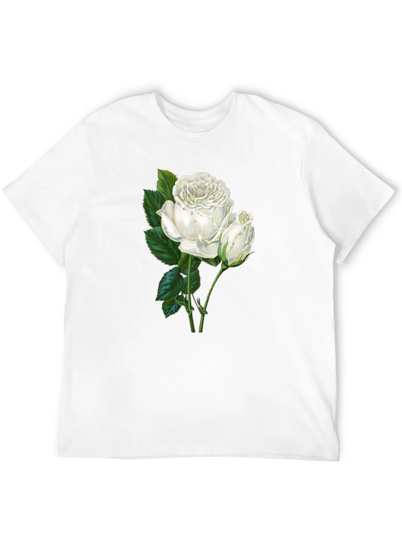 Elegant White Rose Graphic T-Shirt