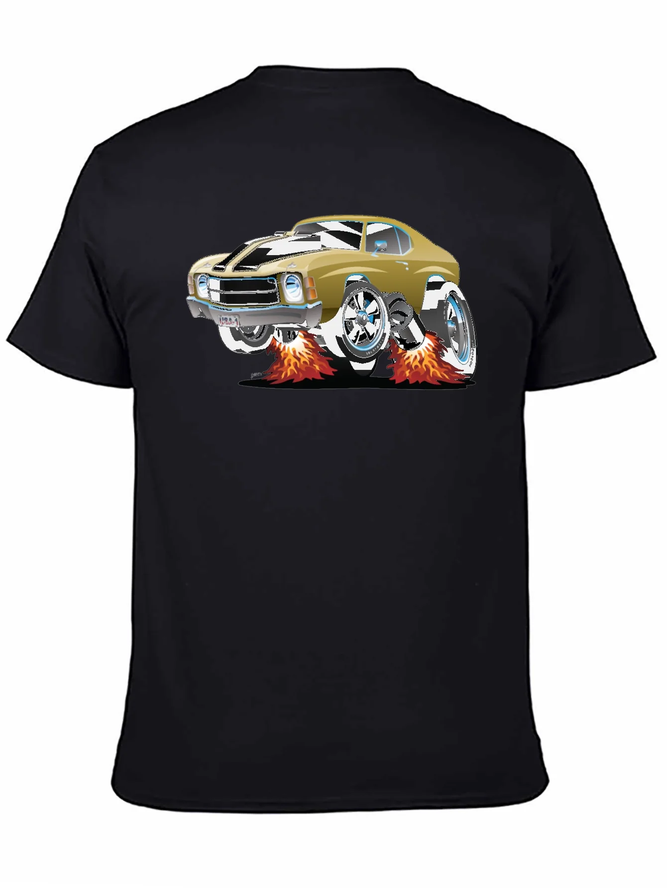 Car Graphic Tee - Black Cotton T-Shirt