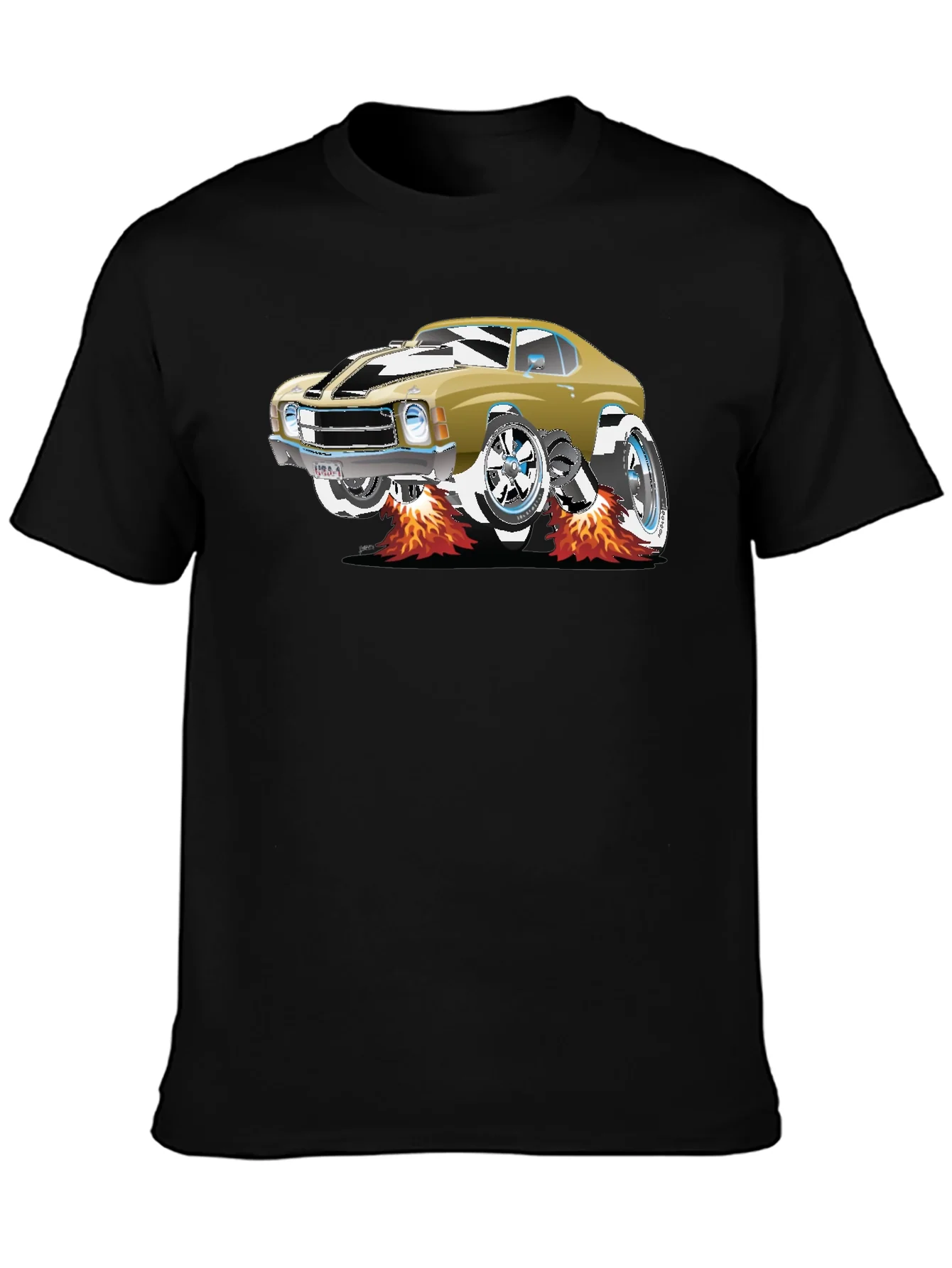 Car Graphic Tee - Black Cotton T-Shirt